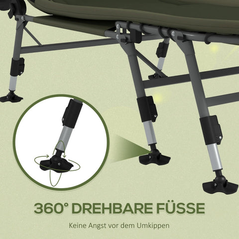 Rootz Camping Lounger - Outdoor Recliner - Portable Bed - Adjustable Backrest - Padded Design - Non-Slip Footrests - 200cm x 85cm x 40-51cm - Steel & 600D Oxford Fabric