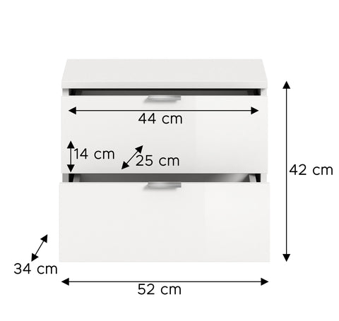 Rootz Bench/Chest of Drawers - Storage Seat - Hallway Furniture - High-Gloss White - 2 Drawers - Easy Care - 52x42x37cm