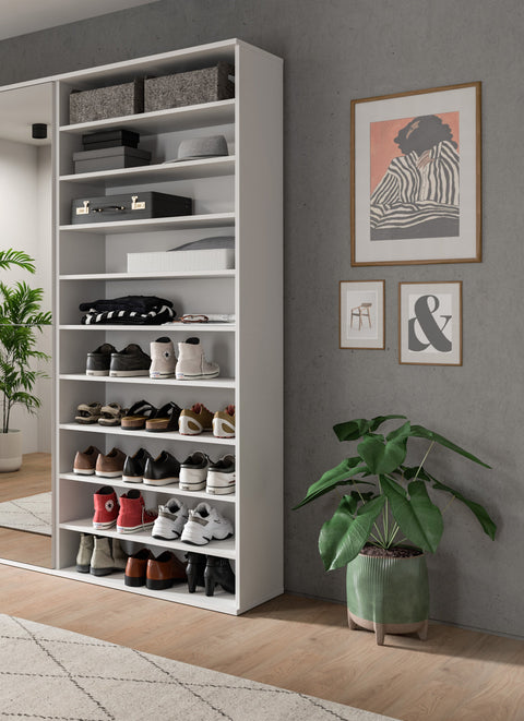 Rootz Shoe Rack - Footwear Organizer - Storage Shelf - Holds 33 Pairs - Durable Chipboard - 80x191x34 cm