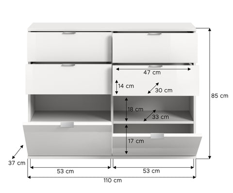 Rootz Chest of Drawers - Dresser - Storage Unit - Ample Space - 120cm x 85cm x 34cm