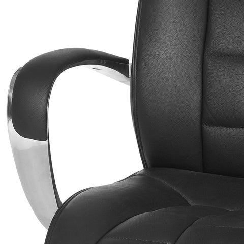 Rootz XXL Executive Chair - Office Chair - Genuine Leather - High Backrest - Lumbar Support - Aluminum Armrests - Chrome Base - 120kg Capacity - 8h Sitting Time - 66cm x 62cm x 118-128cm