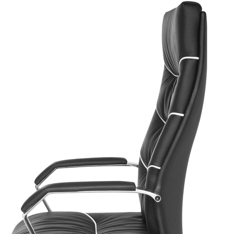 Rootz XXL Directiestoel - Bureaustoel - Ergonomische stoel - Echt leer - Lendensteun - Chromen armleuningen - Multiblock-mechaniek - Anti-schokfunctie - 120 kg laadvermogen - 8 uur zittijd - 60 cm x 55 cm x 118-126 cm
