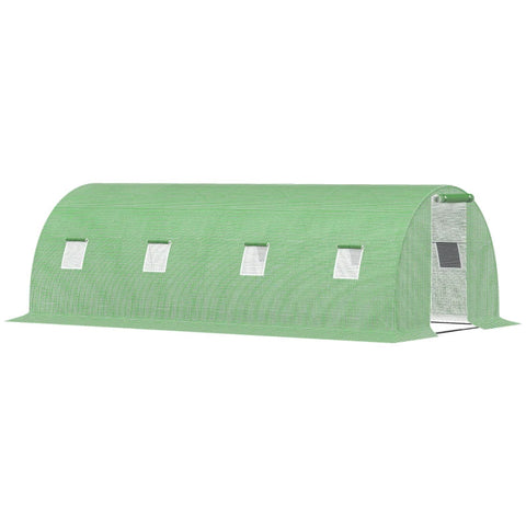 Rootz Greenhouse - Walk-in Film Greenhouse - 8 Windows with Fly Net - Heavy Duty - Steel Frame - Green - 6 x 3 x 2 m