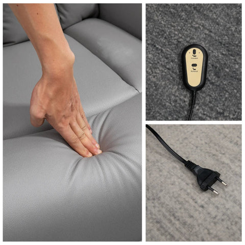 Rootz Stand-up Chair - Relaxation Chair - TV Chair - Including Cable Remote Control - 1 Side Pocket - Gray - 80 x 94 x 104 cm