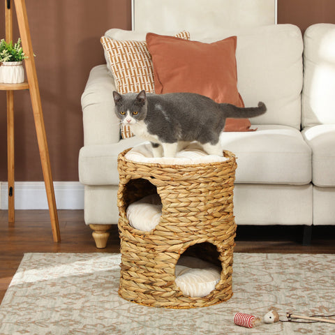Rootz Scratching Barrel Cat Tower - Cat Condo - Cat Tree - Cozy Caves - 40cm x 50cm x 22cm - Ideal for Cats Up to 3.5kg