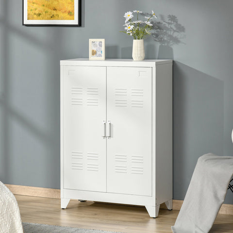 Rootz Filing Cabinet - Metal Storage Cabinet - Multi-Purpose Organizer - Durable & Ventilated - White - 75 x 33 x 110 cm