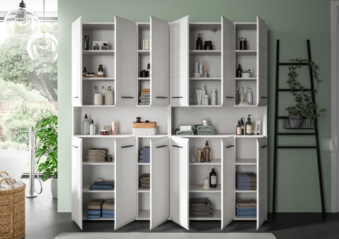 Rootz 2 Piece Bathroom Cabinet Set - Storage Units - Multi-Purpose Cabinets - Timeless Design - 180x185x30 cm