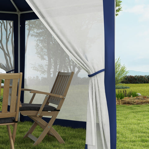 Rootz Garden Pavilion - 6-Corner Gazebo - Metal Frame Tent - Insect Protection - 3.94x3.412x2.5m - Blue