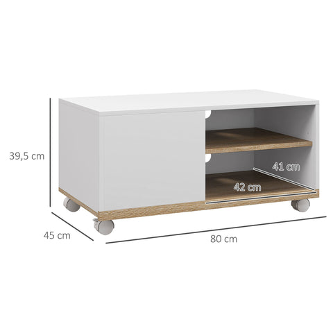 Rootz TV Furniture on Rolls - Mobile TV Stand - Rolling TV Unit - Compact & Stylish - 80L x 45W x 39.5H cm