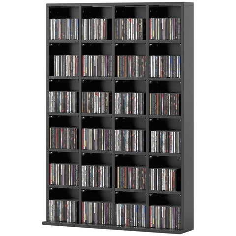 Rootz Multimedia Storage Shelf - Bookshelf - CD/DVD Organizer - Adjustable Shelves - Space Saver - 89 x 130.5 cm - Black