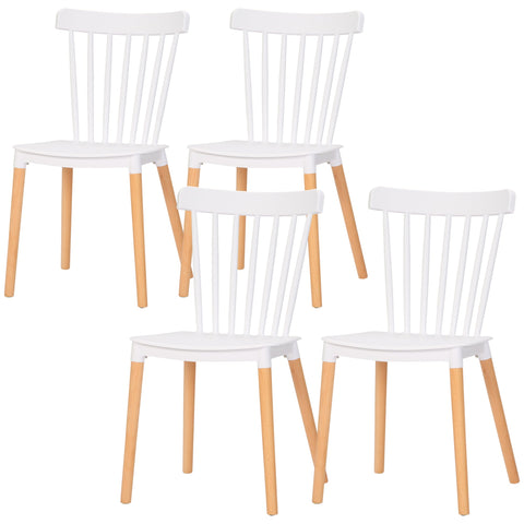 Rootz 4 Piece Dining Chair Set - Scandinavian Style - Modern Decor - Optimal Comfort - 48 x 52.5 x 83 cm - White Polypropylene and Brown