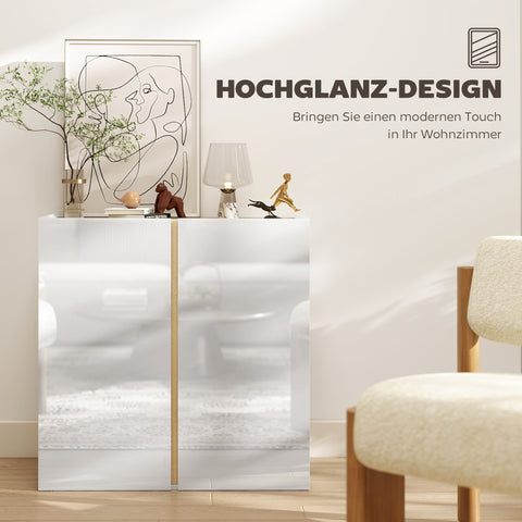 Rootz White Chest of Drawers - Sideboard - Soft-Close Doors - Adjustable Shelves - 80x40x80 cm