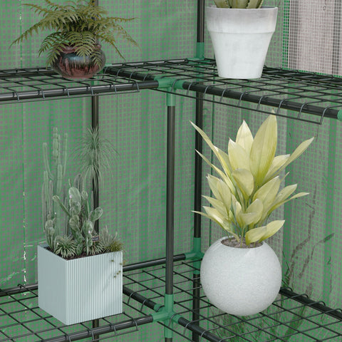 Rootz Greenhouse - Plant Shelter - Gardening House - UV Resistant - 1 Door & 2 U-Shaped Shelves - 140x73x190cm