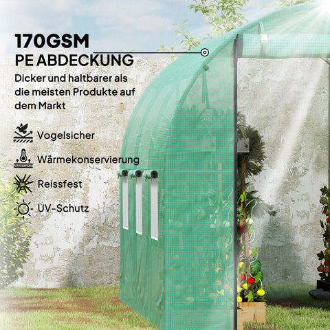 Rootz Poly Tunnel Greenhouse - Walk-in Tent - Plant Shelter - Extends Growing Season - 300cm x 200cm x 197cm