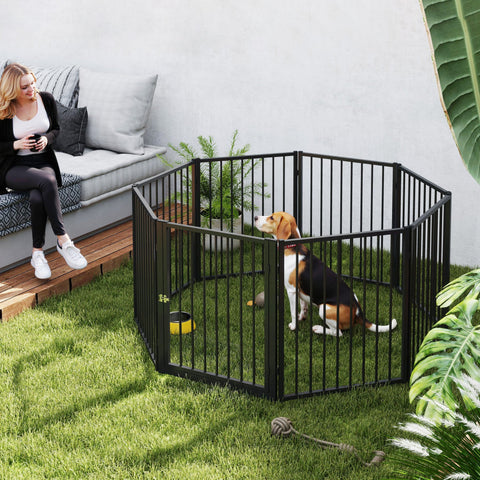 Rootz 8 Panel Dog Cliffs - Animal Enclosures - Foldable & Portable - Safe Play Area - 76cm x 60cm Panels, U-Shape 240cm x 120cm x 76cm