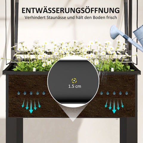 Rootz Raised Bed with Greenhouse Roof - Elevated Planter - Gardening Box - Weed & Pest Protection - 60 x 60 x 120 cm