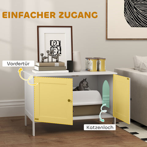 Rootz Litter Box Cabinet - Cat House - Cat Toilet - Privacy Solution - 80 x 51 x 54 cm White