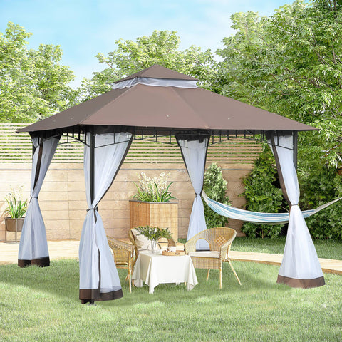 Rootz Garden Pavilion 3x3 - Pergola - Gazebo - Mosquito Protection - Waterproof - 2.95m x 2.95m x 2.7m
