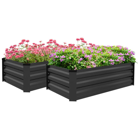 Rootz Raised Garden Bed Set - Kruidenbed - Weerbestendige plantenbak - Bevordert een gezonde wortelgroei - Duurzaam gegalvaniseerd staal - 100 cm x 60 cm x 30 cm - Donkergrijs