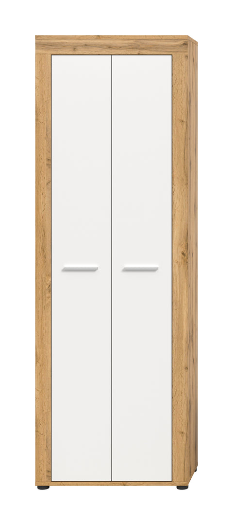 Rootz White and Brown Shoe Cabinet - Footwear Storage - Shoe Organizer - Holds 26 Pairs - 64x191x35 cm Dimensions