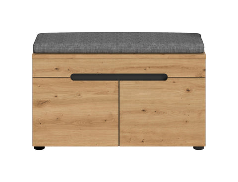 Rootz Entryway Bench - Hallway Seating - Storage Bench - Includes Grey Seat Cushion - 80x45x37cm