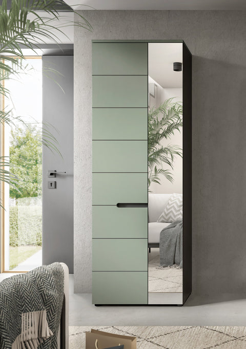 Rootz Wardrobe - Clothing Storage - Closet - Extendable Rail - Green Imitation - 190x65x37cm - Durable - Easy-Care Surfaces