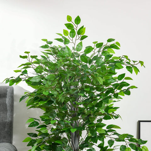 Rootz Artificial Ficus Tree - Art Plant - Realistic Appearance - Ever-Green & Easy Care - Plastic & Cement Pot - 135cm Height