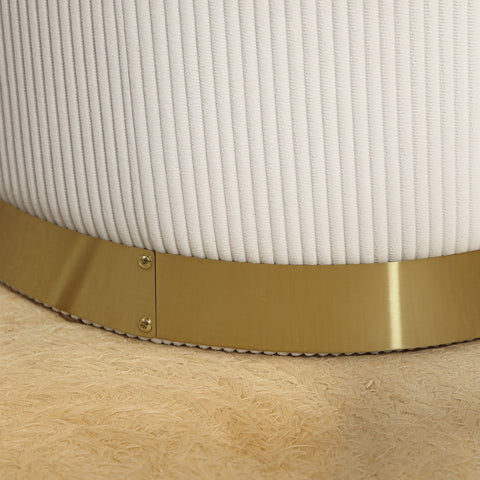 Rootz White Seat Stools - Storage Ottoman - Foldable Footrest - 30.6L Storage - Ø36 x 44 cm - Durable Cord & Steel Frame