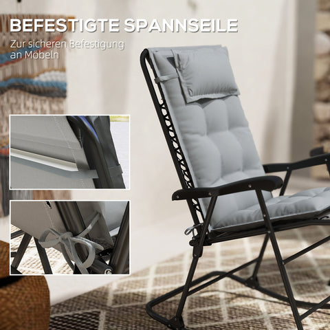 Rootz 2 Piece Sun Lounger Edition - Garden Lounger Pads - Upholstered Cushions - Water-Repellent - 50cm x 116cm x 5cm, Grey