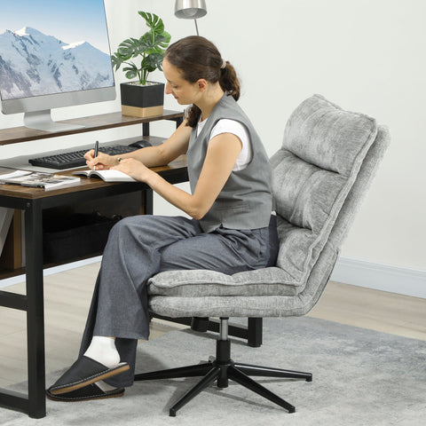 Rootz Armless Upholstered Office Chair - Rotatable Padded Desk Chair - Height Adjustable Seating - Soft Fabric Comfort - 63.5cm x 81cm x 96-102cm