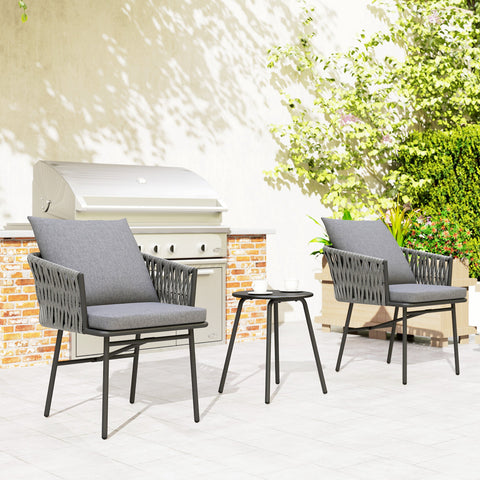 Rootz 3-Part Outdoor Furniture Set - Garden Bistro Set - Patio Furniture - Durable Steel Frame - 63cm x 58cm x 69cm - Grey