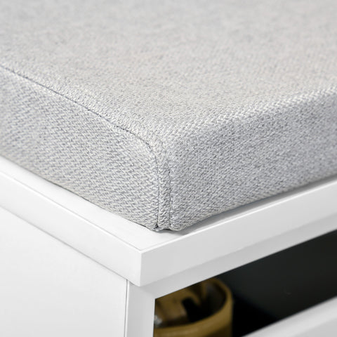 Rootz Shoe Cabinet Bench - Shoe Storage - Bench with Drawer - Comfortable Seating - MDF White - 69cm x 32cm x 40cm