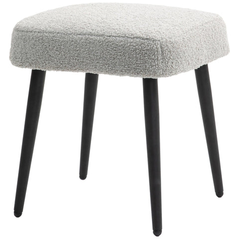Rootz Stool - Footrest Ottoman - Cashmere Look - Soft Padding - Steel Legs - Light Gray - 42cm x 42cm x 47cm