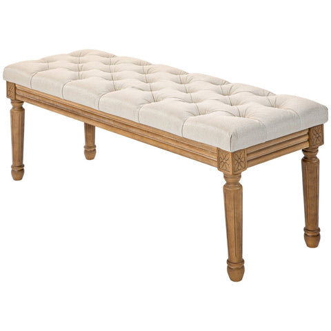 Rootz Bed Bench - Upholstered Bench - Bedroom Stool - Linen Look Fabric - Thick Padding - 120cm x 41cm x 48cm