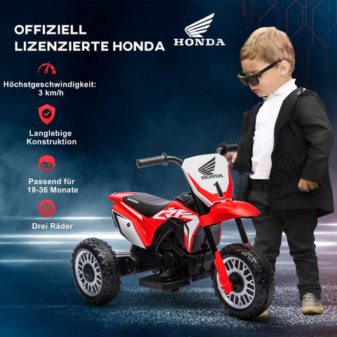 Rootz Honda CRF450RL Electric Children's Motorcycle - Red+Black - Ride-On Toy - Asphalt Adventures - Realistic Sounds - 71L x 40.5W x 43.5H cm