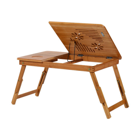 Rootz Bamboo Laptop Table - Bed Table - Folding Table - Eco-Friendly Design - Adjustable Height - 55x35x22-30cm