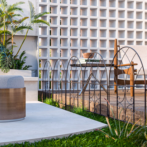 Rootz Decorative Garden Fence Set - Lattice Fence - Steel Fencing - Tool-Free Assembly - 300cm x 70cm Black