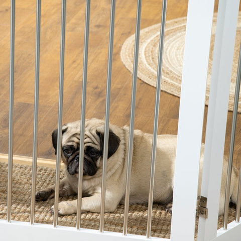 Rootz Folding Dog Barrier - Pet Gate - Adjustable Dog Fence - Durable MDF - 154cm x 30cm x 80cm - White