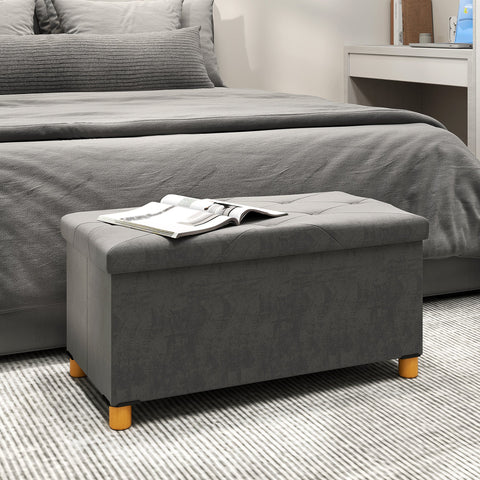 Rootz 67 Liter Storage Bench - Chest - Footstool - Velvet-Like Fabric - Comfortable Seat - 76cm x 38cm x 38cm