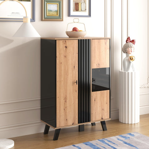 Rootz Side Cabinet - Sideboard - Display Cabinet - Ample Storage & LED Lighting - 80cm x 120cm x 40cm