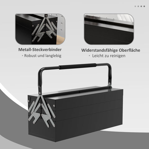 Rootz Tool Box - Tool Case - Storage Organizer - Rust Resistant - 56L x 20B x 41H cm - Steel Construction