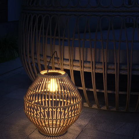 Rootz Tuinlamp - Zonnelicht - Tuin Zonnelicht - PE Rotan - Boho Design - Geel - 31cm x 31cm x 32cm