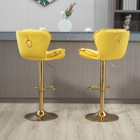 Rootz Swivel Bar Stools - Height Adjustable Chairs - Rotatable Stools - Luxurious Velvet - 55cm x 46cm x 92-112cm