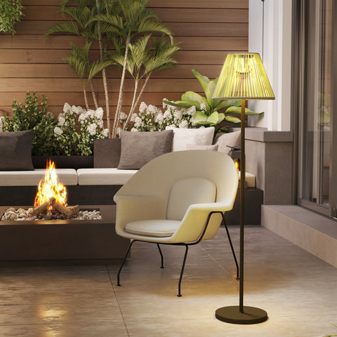 Rootz Rattan Solar Lamp - Boho Garden Light - Outdoor Solar Lantern - Warm White Light - Ø33 x 135cm