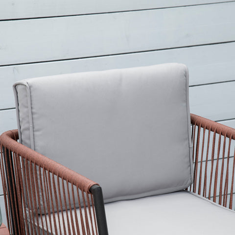 Rootz 3 Piece Garden Furniture Set - Rattan Outdoor Set - Patio Furniture - Cushions Included - Armchair: 61x64x64cm, Table: Ø49.5x50cm