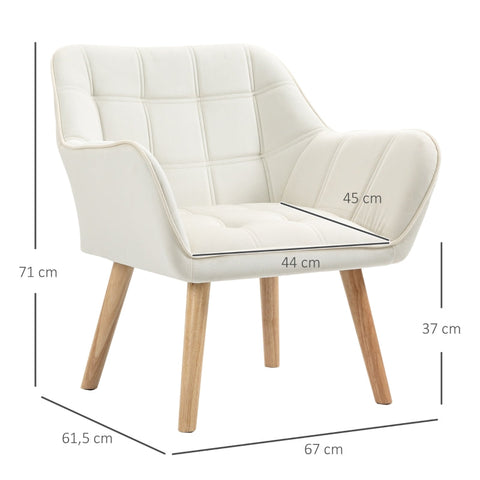 Rootz Scandinavian Style Lounge Chair - Reading Chair - Velvet Upholstered Chair - Modern Design - Thick Padding - 67cm x 61.5cm x 71cm