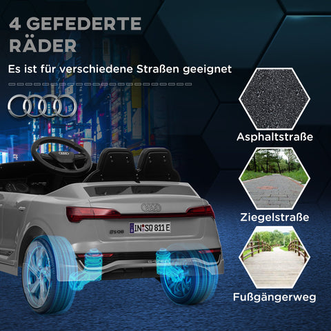 Rootz 12V Audi Q8 etron Electric Children's Car - Remote-Controlled - Ride-On Vehicle - Headlights & Music - 98cm x 49.5cm x 43cm