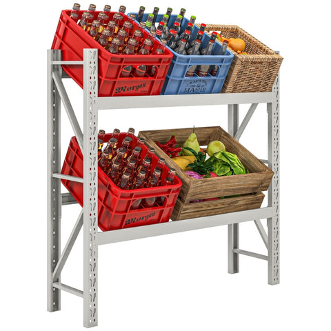 Rootz Beverage Crate Organizer - Drink Crate Stand - Drink Storage Rack - Space-Saving - Sturdy Steel - 110cm x 30cm x 110cm