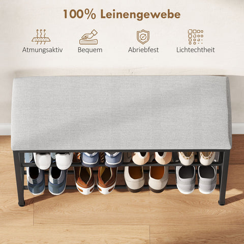Rootz Shoe Bench with Seat - Shoe Rack - Entryway Bench - Storage Organizer - Padded, Comfy Seating, 81 x 31 x 50 cm, Black/Grey
