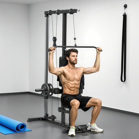 Rootz Strength Station - Home Gym Equipment - Upper Body Workout - Ergonomic Design - Steel & Synthetic Leather - Black - 140x108x197 cm